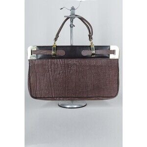 Vintage 1970s 70s Distressed Brown Leather Satchel Purse Handbag